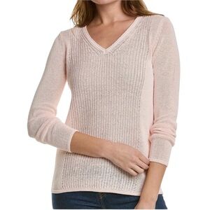 J. McLaughlin Donovan Light Pink Knit Pullover V-Neck Sweater - S
